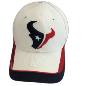 NFL Reebok Cap Hat Unisex Adjustable White Red Blue Houston Texans Football